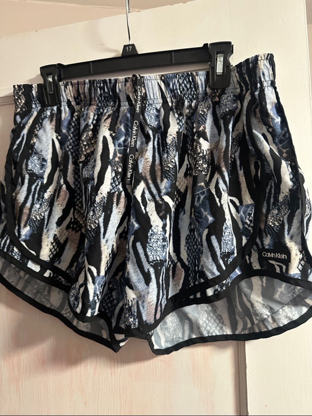 Calvin Klein Blue Black White Printed Running Shorts